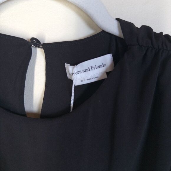 Lovers and Friends Encore Dress in Black Midriff Cut Out Shoulder Pads Maxi XS - Picture 9 of 12